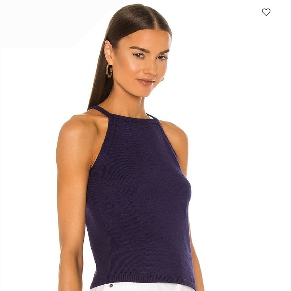 REVOLVE x 525 America Knit Sweater Tank Square Neck Halter Dark Purple XS - Picture 2 of 13